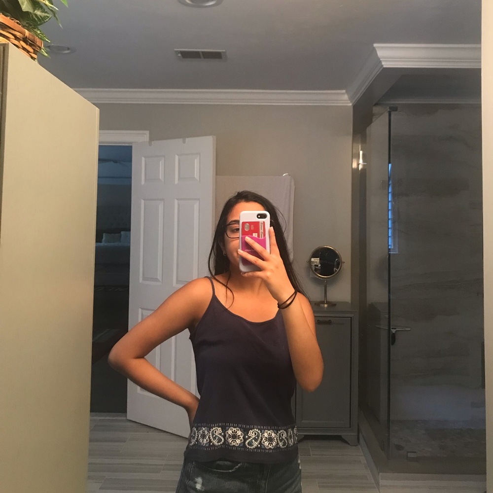 Navy Paisley Cami Tank Top